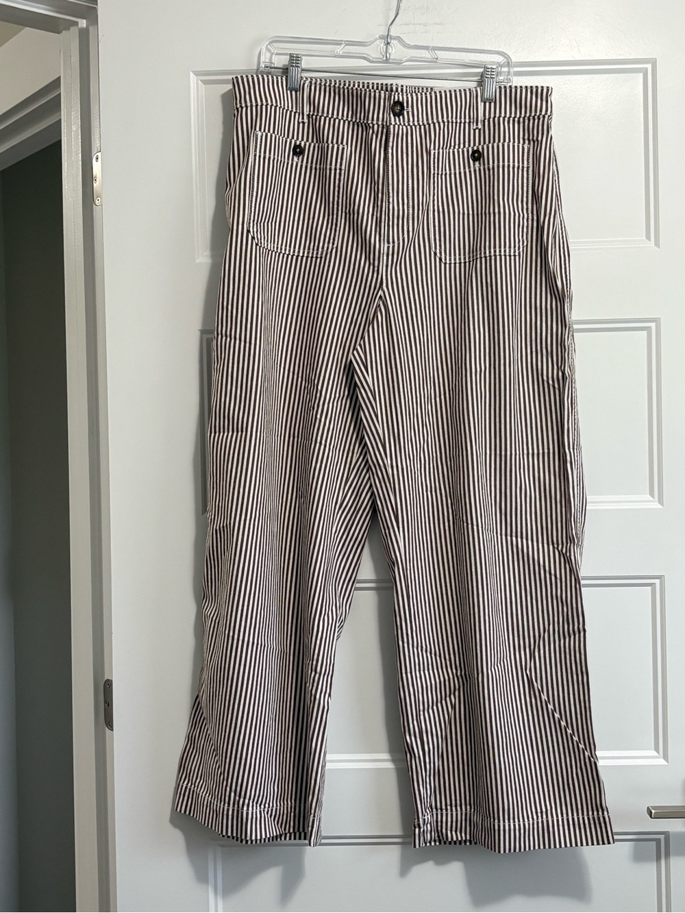 NWT Loft Palmer Wide Leg Crop Pants in Brown Stripe Size 16T - Picture 3 of 16